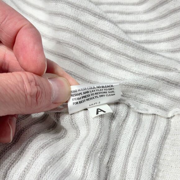 Eileen Fisher Open Cardigan Sweater Gray Stripe Linen Blend Women's Petite S - Picture 8 of 8